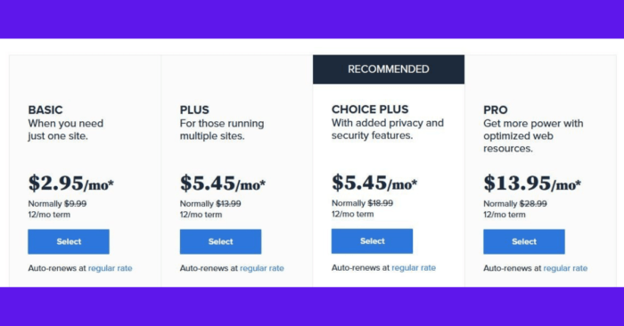 Bluehost Pricing
