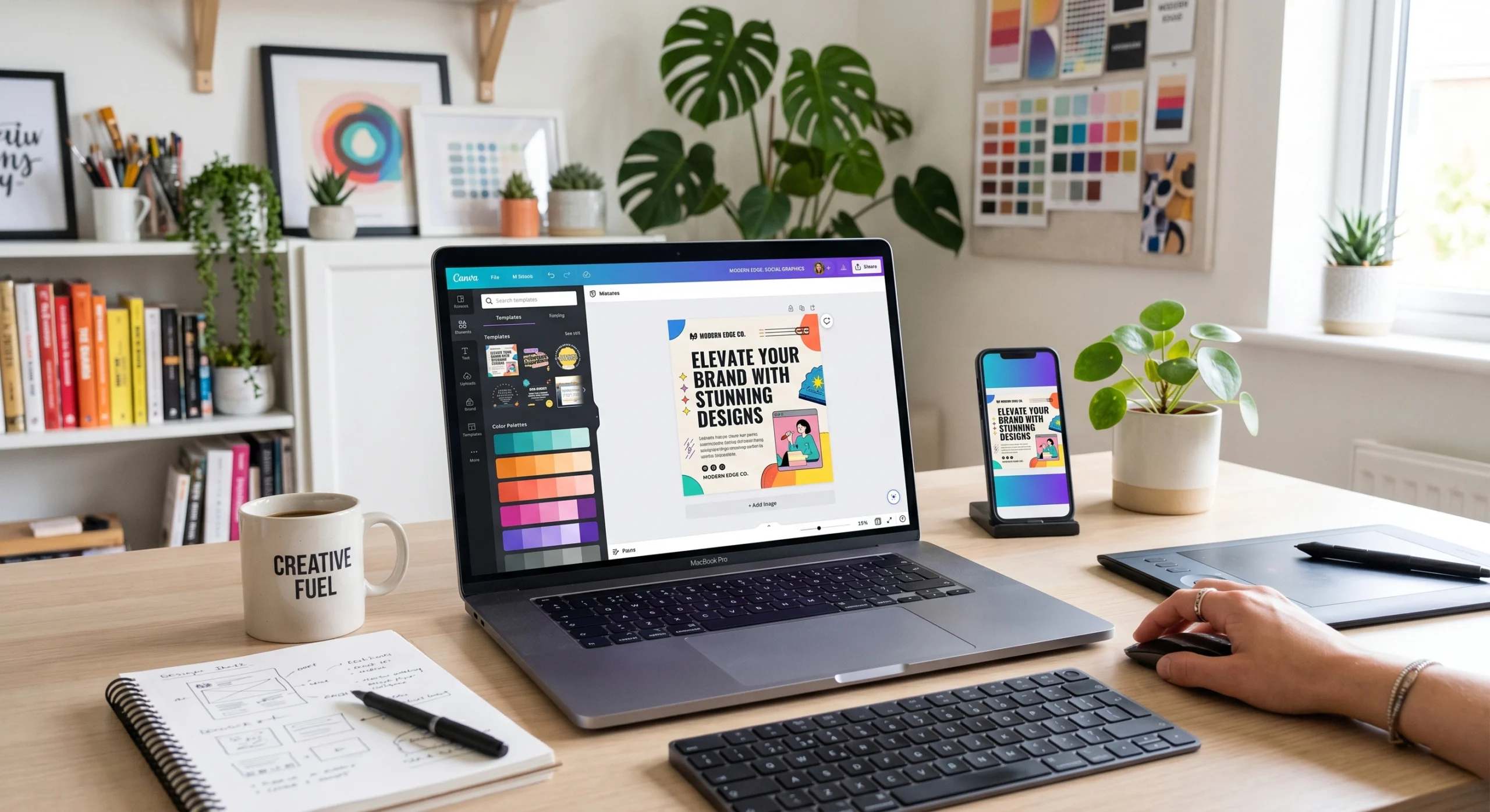 Creating stunning designs on Canva using professional templates and graphic design tools
