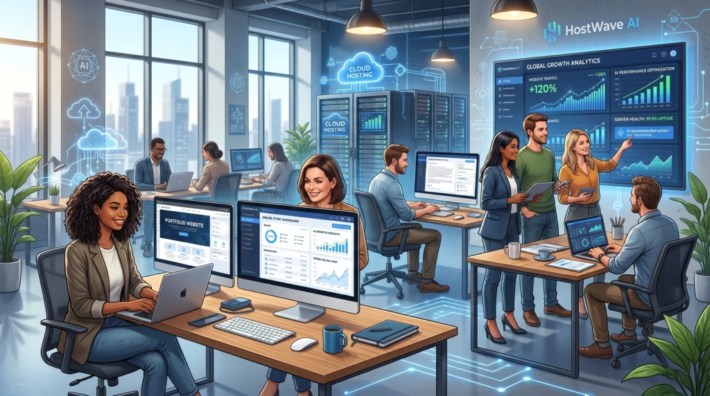 Freelancers, bloggers, startups, and small businesses using Hostinger AI Hosting tools for website growth