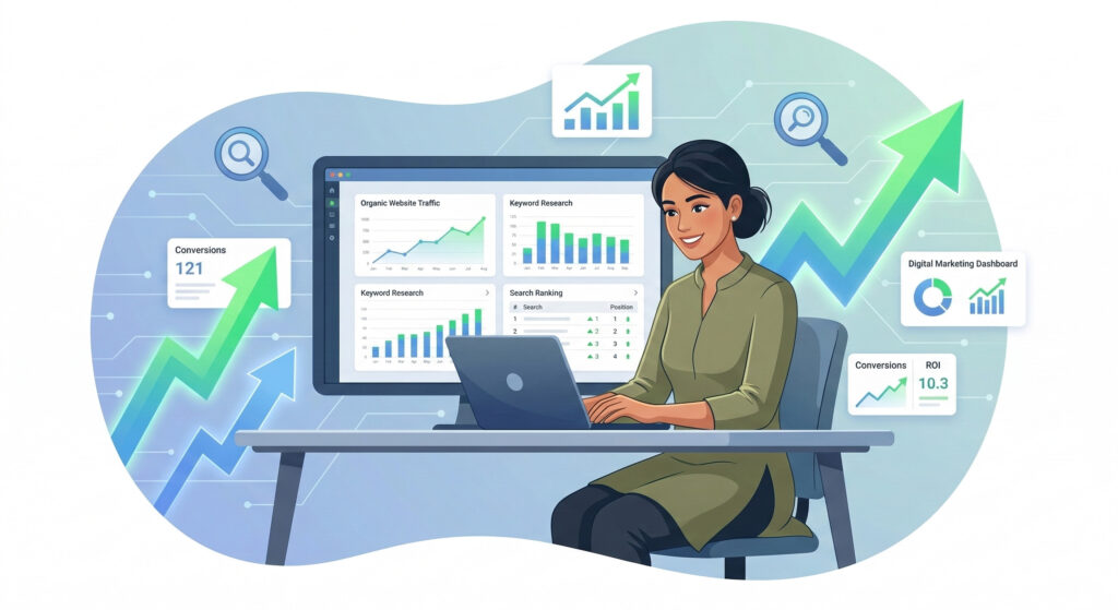 SEO and digital optimization service illustration