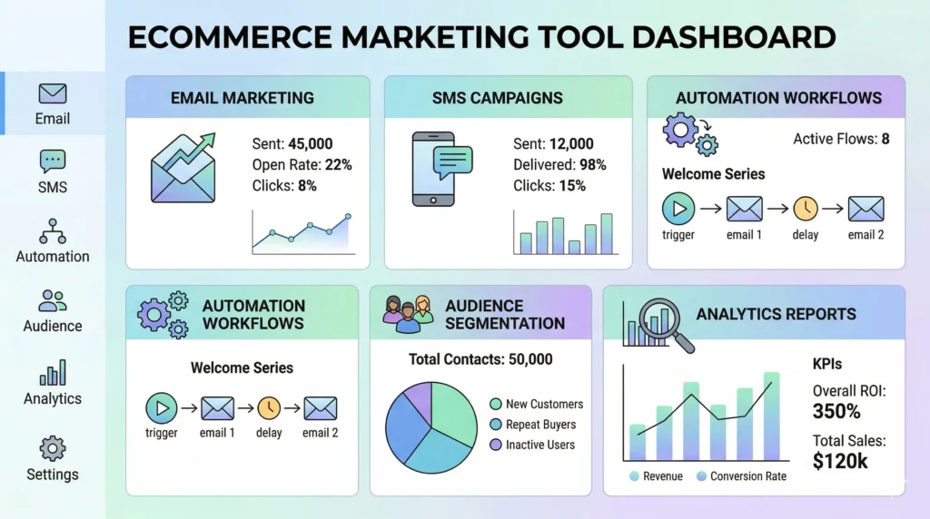 Omnisend for eCommerce Automation: Easy Growth Tool 2026 Omnisend key features email SMS automation dashboard