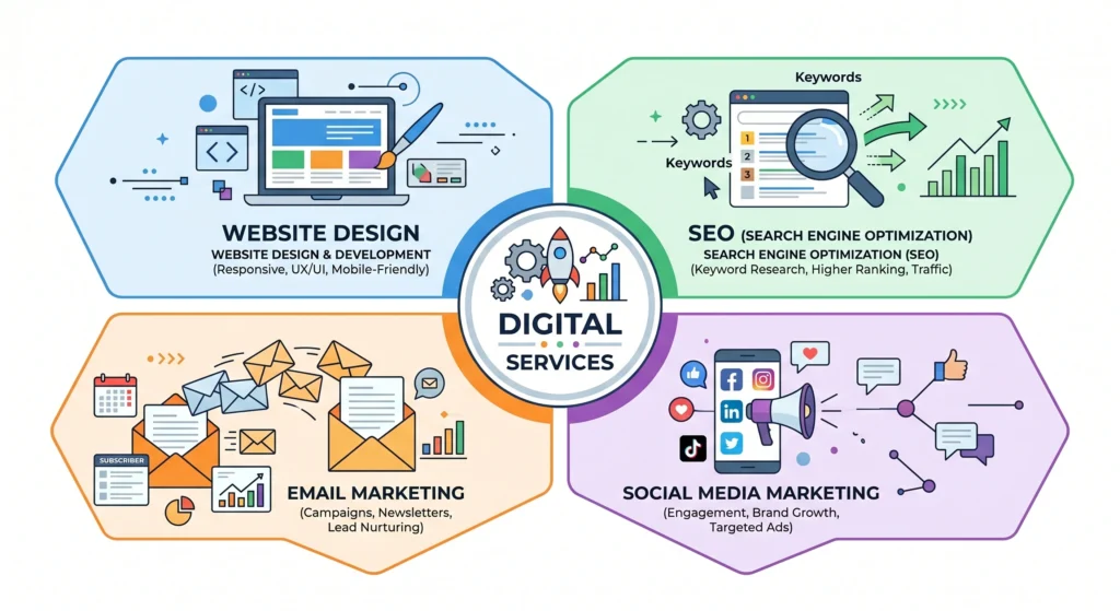 Website design and SEO services illustration