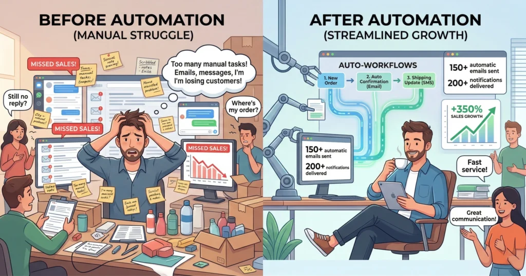 Omnisend for eCommerce Automation: Easy Growth Tool 2026 Why eCommerce automation matters manual vs automated marketing