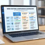Best hosting for beginners comparison dashboard with website speed and security features