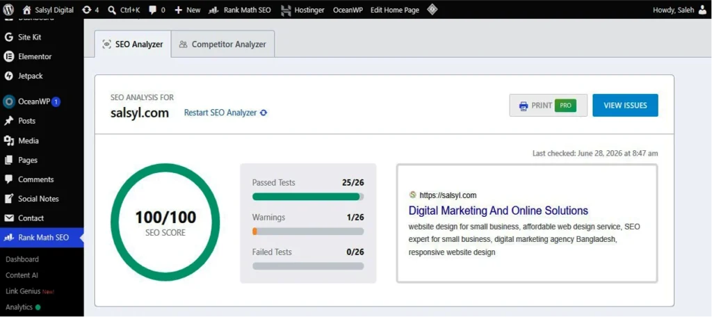 Ultimate Rank Math SEO Checklist (2026): 50+ Powerful SEO Tips Rank Math SEO Analysis report